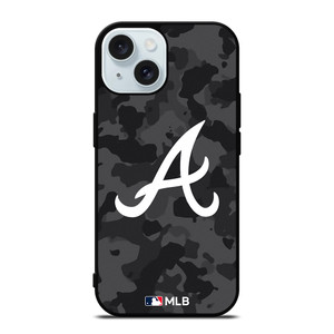 ATLANTA BRAVES BASEBALL BLACK CAMO iPhone 15 Case Cover