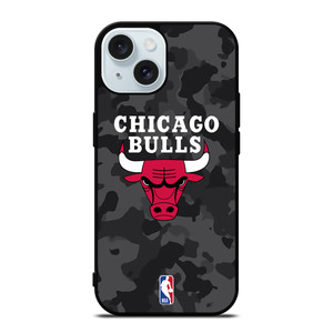 CHICAGO BULLS BLACK CAMO iPhone 15 Case Cover