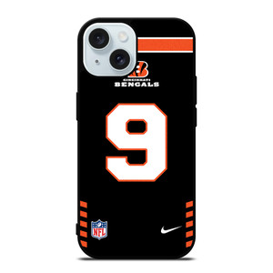 CINCINNATI BENGALS JOE BURROW 9 NFL NIKE iPhone 15 Case Cover CINCINNATI BENGALS JOE BURROW 9 NFL NIKE iPhone 15 Case Cover