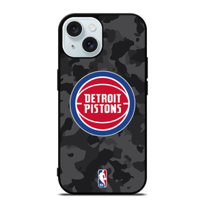 DETROIT PISTONS BLACK CAMO iPhone 15 Case Cover