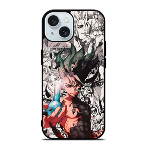 DR STONE ANIME BLACK WHITE iPhone 15 Case Cover