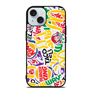 FAST FOOD BRAND STICKER BOMB iPhone 15 Case Cover
