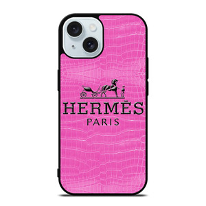 HERMES PARIS PINK LEATHER iPhone 15 Case Cover