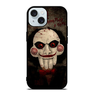 JIGSAW MOVIES I WANNA PLAY A GAME iPhone 15 Case Cover JIGSAW MOVIES I WANNA PLAY A GAME iPhone 15 Case Cover