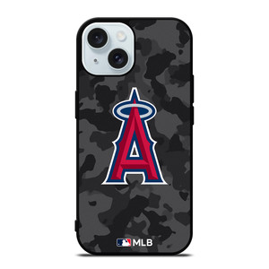 LOS ANGELES ANGELS BASEBALL BLACK CAMO iPhone 15 Case Cover LOS ANGELES ANGELS BASEBALL BLACK CAMO iPhone 15 Case Cover