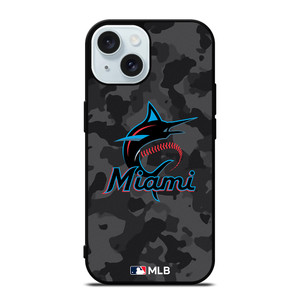MIAMI MARLINS BASEBALL BLACK CAMO iPhone 15 Case Cover