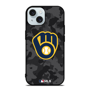MILWAUKEE BREWERS BASEBALL BLACK CAMO iPhone 15 Case Cover MILWAUKEE BREWERS BASEBALL BLACK CAMO iPhone 15 Case Cover