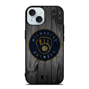 MILWAUKEE BREWERS BASEBALL MLB WOOD LOGO iPhone 15 Case Cover MILWAUKEE BREWERS BASEBALL MLB WOOD LOGO iPhone 15 Case Cover