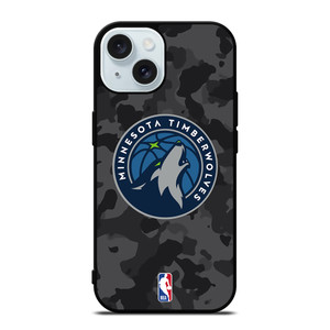 MINNESOTA TIMBERWOLVES BLACK CAMO iPhone 15 Case Cover
