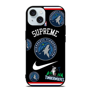 MINNESOTA TIMBERWOLVES NBA X SUPREME NIKE iPhone 15 Case Cover MINNESOTA TIMBERWOLVES NBA X SUPREME NIKE iPhone 15 Case Cover