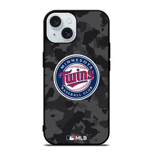 MINNESOTA TWINS BASEBALL BLACK CAMO iPhone 15 Case Cover MINNESOTA TWINS BASEBALL BLACK CAMO iPhone 15 Case Cover
