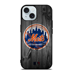 NEW YORK METS BASEBALL MLB WOOD LOGO iPhone 15 Case Cover