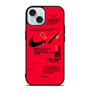NIKE AIR OFF WHITE RED iPhone 15 Case Cover