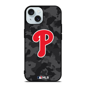 PHILADELPHIA PHILLIES BASEBALL BLACK CAMO iPhone 15 Case Cover PHILADELPHIA PHILLIES BASEBALL BLACK CAMO iPhone 15 Case Cover