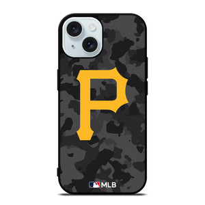 PITTSBURGH PIRATES BASEBALL BLACK CAMO iPhone 15 Case Cover PITTSBURGH PIRATES BASEBALL BLACK CAMO iPhone 15 Case Cover