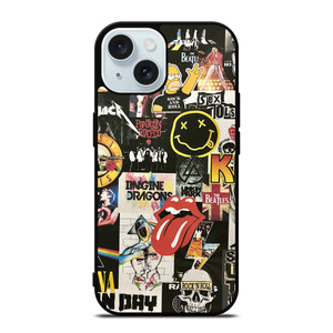 ROCK AND ROLL BAND COLLAGE iPhone 15 Case Cover
