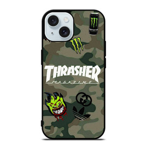 THRASHER SKATEBOARD CAMO COLLAGE iPhone 15 Case Cover THRASHER SKATEBOARD CAMO COLLAGE iPhone 15 Case Cover