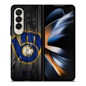 MILWAUKEE BREWERS MLB BASEBALL WOODEN LOGO Samsung Galaxy Z Fold 4 Case Cover