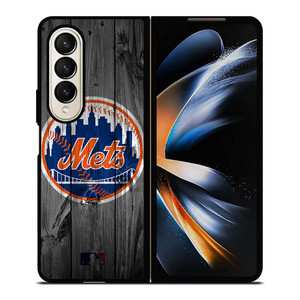 NEW YORK METS BASEBALL MLB WOOD LOGO Samsung Galaxy Z Fold 4 Case Cover NEW YORK METS BASEBALL MLB WOOD LOGO Samsung Galaxy Z Fold 4 Case Cover