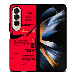 NIKE AIR OFF WHITE RED Samsung Galaxy Z Fold 4 Case Cover