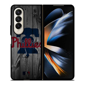 PHILADELPHIA PHILLIES BASEBALL MLB WOOD LOGO Samsung Galaxy Z Fold 4 Case Cover PHILADELPHIA PHILLIES BASEBALL MLB WOOD LOGO Samsung Galaxy Z Fold 4 Case Cover