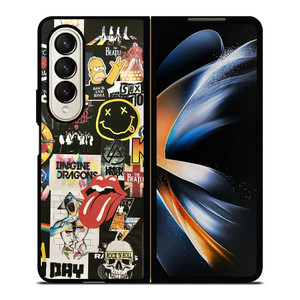 ROCK AND ROLL BAND COLLAGE Samsung Galaxy Z Fold 4 Case Cover ROCK AND ROLL BAND COLLAGE Samsung Galaxy Z Fold 4 Case Cover