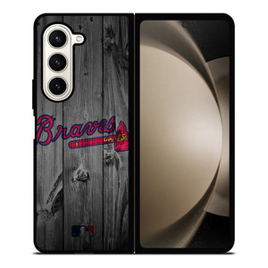 ATLANTA BRAVES BASEBALL MLB WOOD LOGO Samsung Galaxy Z Fold 5 Case Cover
