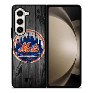NEW YORK METS BASEBALL MLB WOOD LOGO Samsung Galaxy Z Fold 5 Case Cover