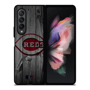 CINCINNATI REDS BASEBALL MLB WOOD LOGO Samsung Galaxy Z Fold 3 Case Cover
