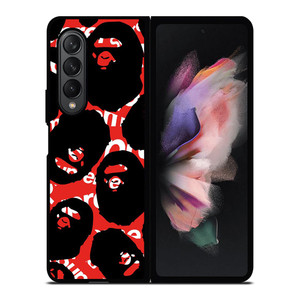 SUPREME X BAPE A BATHING APE Samsung Galaxy Z Fold 3 Case Cover SUPREME X BAPE A BATHING APE Samsung Galaxy Z Fold 3 Case Cover