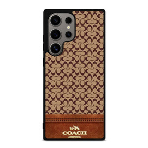 COACH NEW YORK LOGO BROWN LEATHER Samsung Galaxy S24 Ultra Case Cover