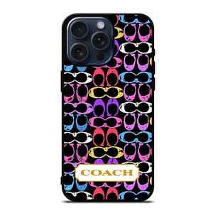 COACH NEW YORK COLORFULL BLACK PATTERN EMBLEM iPhone 15 Pro Max Case Cover
