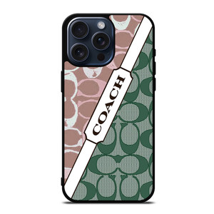 COACH NEW YORK LOGO PINK GREEN PATTERN ICON iPhone 15 Pro Max Case Cover