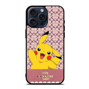 COACH NEW YORK LOGO PINK X PIKACHU POKEMON iPhone 15 Pro Max Case Cover