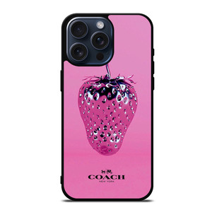 COACH NEW YORK LOGO SILVER STRAWBERRY ICON iPhone 15 Pro Max Case Cover