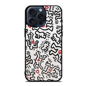 KEITH HARING ART HEART FIGURES iPhone 15 Pro Max Case Cover