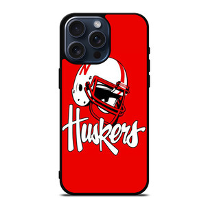 NEBRASKA HUSKERS LOGO UNIVERSITY FOOTBALL ICON iPhone 15 Pro Max Case Cover
