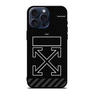 OFF WHITE LOGO TIME DATE CARBON iPhone 15 Pro Max Case Cover