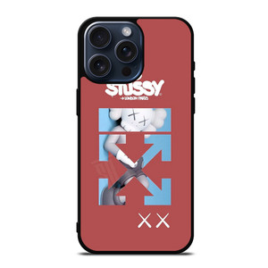 OFF WHITE STUSSY KAWS LOGO iPhone 15 Pro Max Case Cover