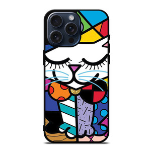 ROMERO BRITTO SERENE CAT ART iPhone 15 Pro Max Case Cover