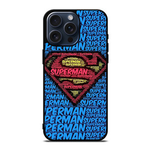 SUPERMAN TYPOGRAPHY LOGO iPhone 15 Pro Max Case Cover SUPERMAN TYPOGRAPHY LOGO iPhone 15 Pro Max Case Cover