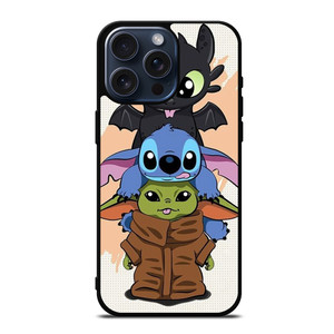 TOOTHLESS STITCH BABY YODA CUTE CARTOON iPhone 15 Pro Max Case Cover