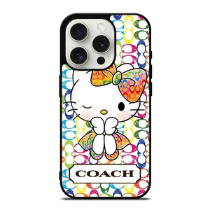 COACH NEW YORK LOGO CUTE HELLO KITTY iPhone 15 Pro Case Cover