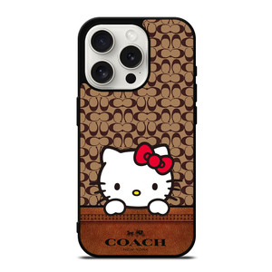 COACH NEW YORK LOGO HELLO KITTY BROWN iPhone 15 Pro Case Cover COACH NEW YORK LOGO HELLO KITTY BROWN iPhone 15 Pro Case Cover