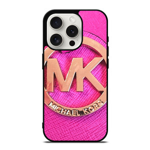 MICHAEL KORS MK LOGO PINK GOLD EMBLEM iPhone 15 Pro Case Cover