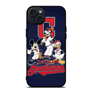 CLEVELAND INDIANS BASEBALL DISNEY MICKEY DONALD GOOFY iPhone 15 Plus Case Cover