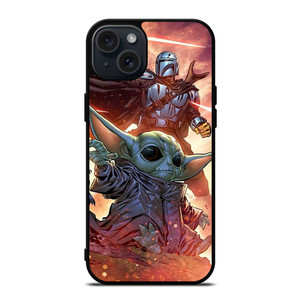 MANDALORIAN AND BABY YODA STAR WARS iPhone 15 Plus Case Cover MANDALORIAN AND BABY YODA STAR WARS iPhone 15 Plus Case Cover