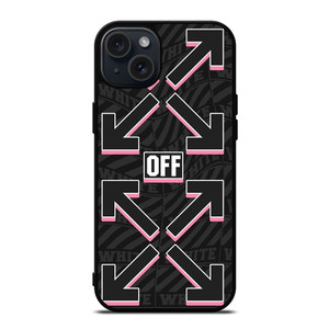 OFF WHITE LOGO BLACK PINK iPhone 15 Plus Case Cover