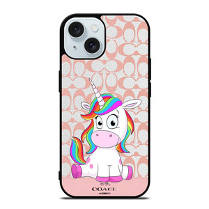 COACH NEW YORK LOGO CUTE UNICORN iPhone 15 Case Cover