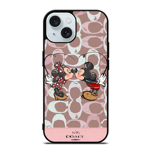 COACH NEW YORK LOGO MICKEY MINNIE MOUSE DISNEY KISS iPhone 15 Case Cover